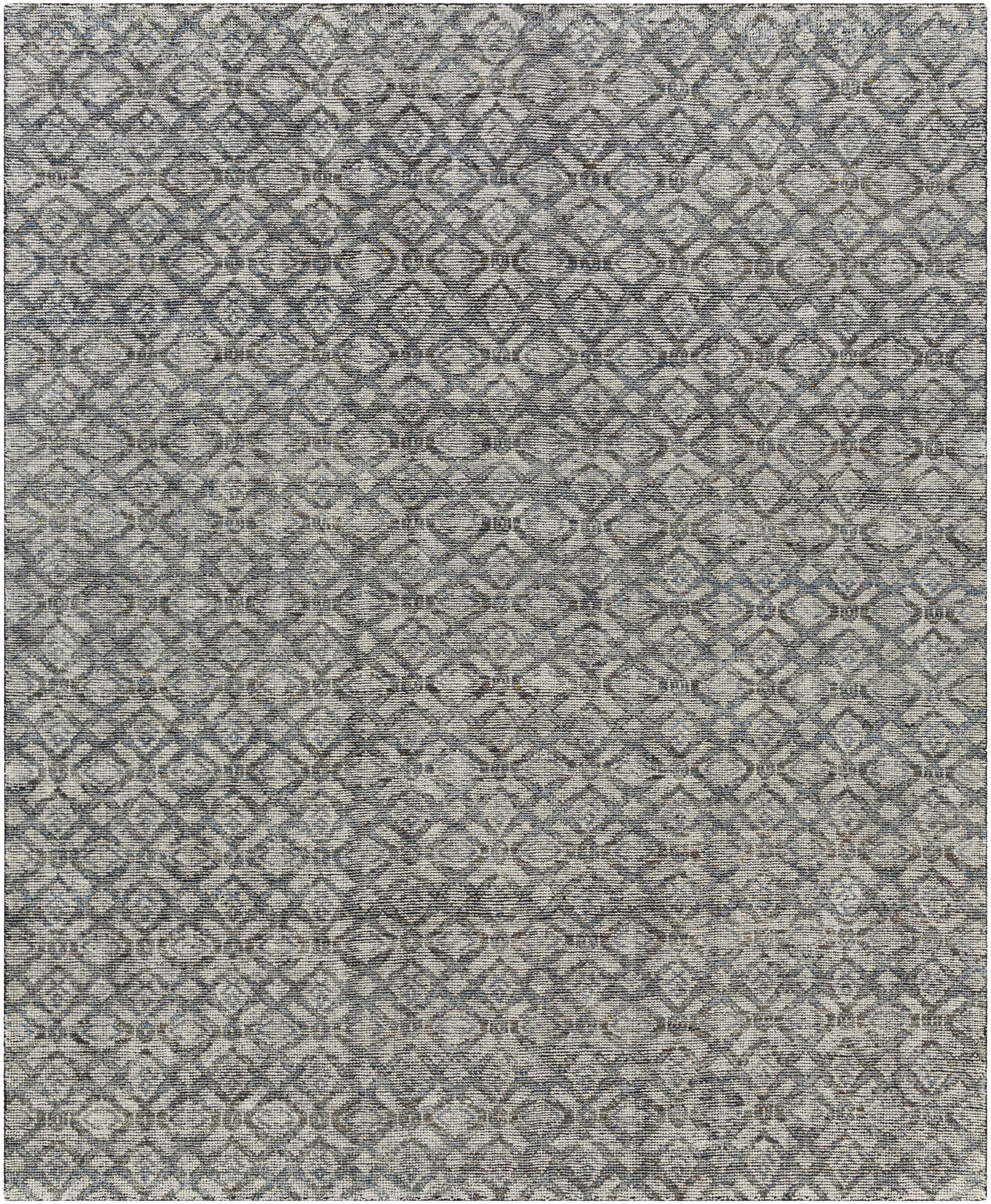 Ink Blue Hand Knotted 90% Wool, 10% Polyester Modern Rectangle Handmade rug, Indoor use only, no fringe, non-washable.