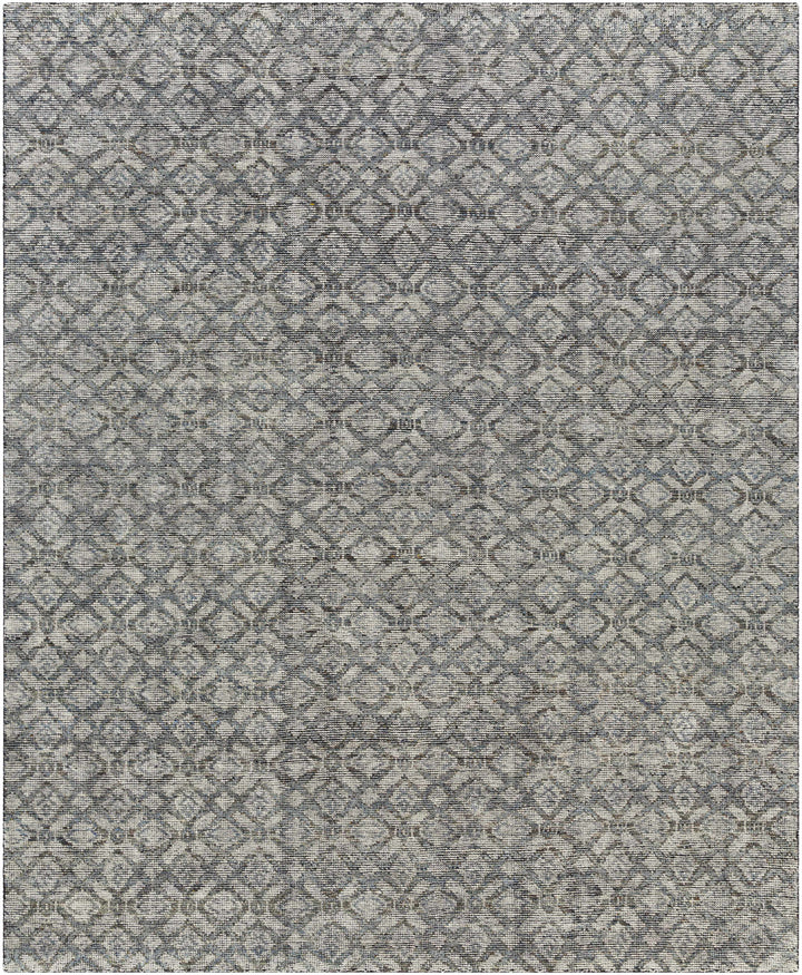 Ink Blue Hand Knotted 90% Wool, 10% Polyester Modern Rectangle Handmade rug, Indoor use only, no fringe, non-washable.