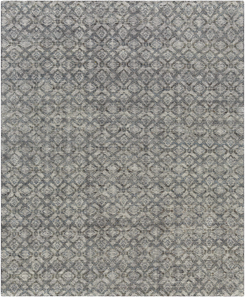 Ink Blue Hand Knotted 90% Wool, 10% Polyester Modern Rectangle Handmade rug, Indoor use only, no fringe, non-washable.