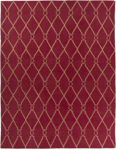 Rust Hand Woven 100% Wool Modern Rectangle Handmade rug, Indoor use only, no fringe, non-washable.