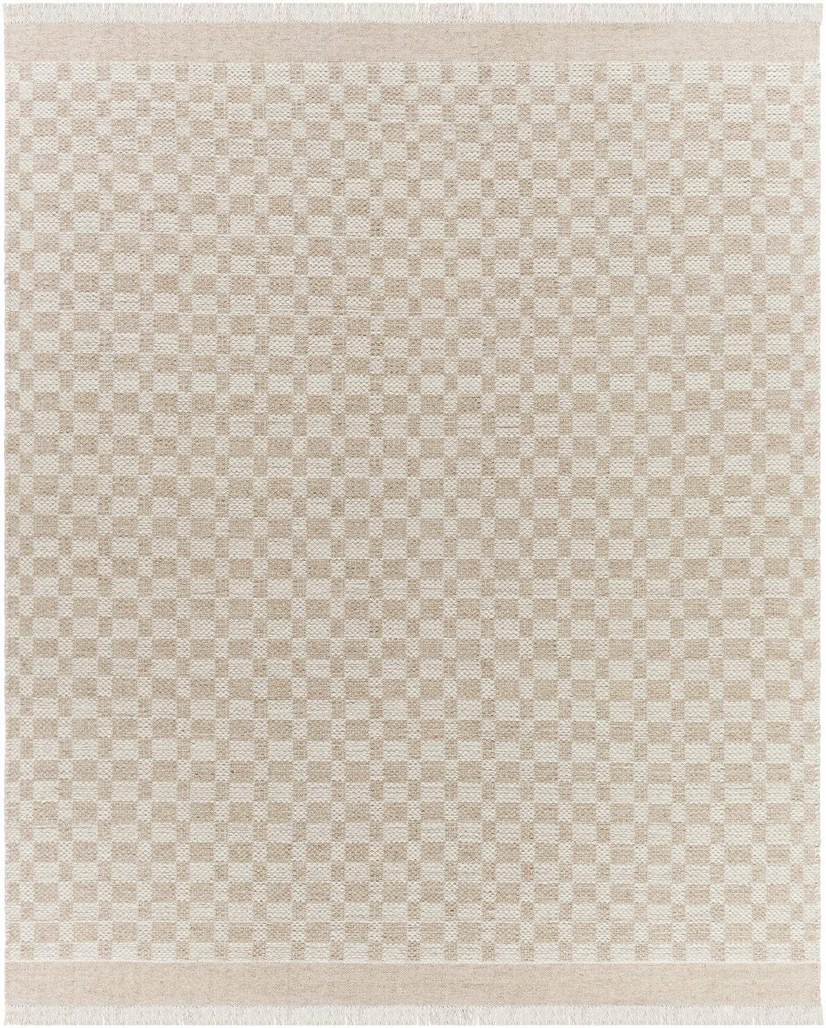 Tan Hand Woven 100% Wool Cottage Rectangle Handmade rug, Indoor use only, has fringe, non-washable. runner also available