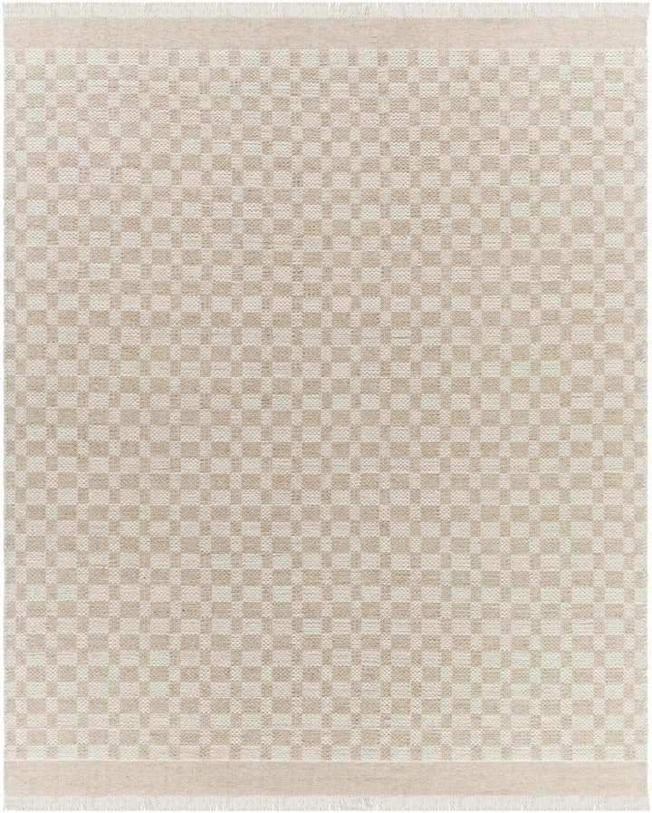 Tan Hand Woven 100% Wool Cottage Rectangle Handmade rug, Indoor use only, has fringe, non-washable. runner also available