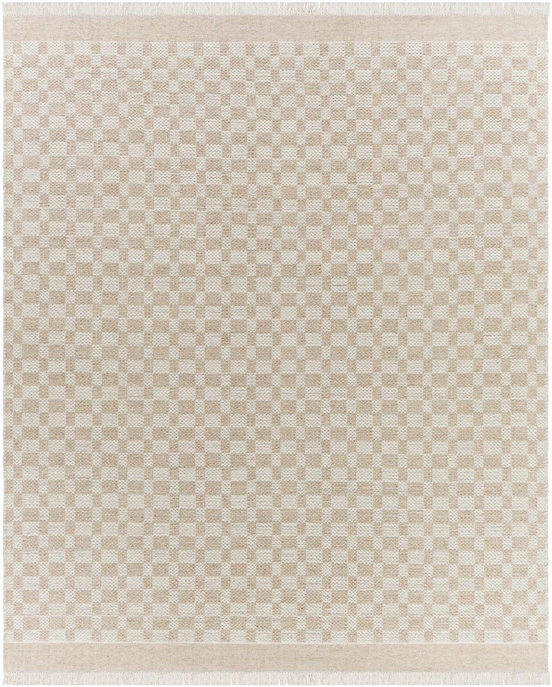 Tan Hand Woven 100% Wool Cottage Rectangle Handmade rug, Indoor use only, has fringe, non-washable. runner also available