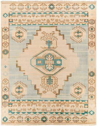 Teal Hand Knotted 70% Wool, 30% Viscose Traditional Rectangle Handmade rug, Indoor use only, has fringe, non-washable. runner also available