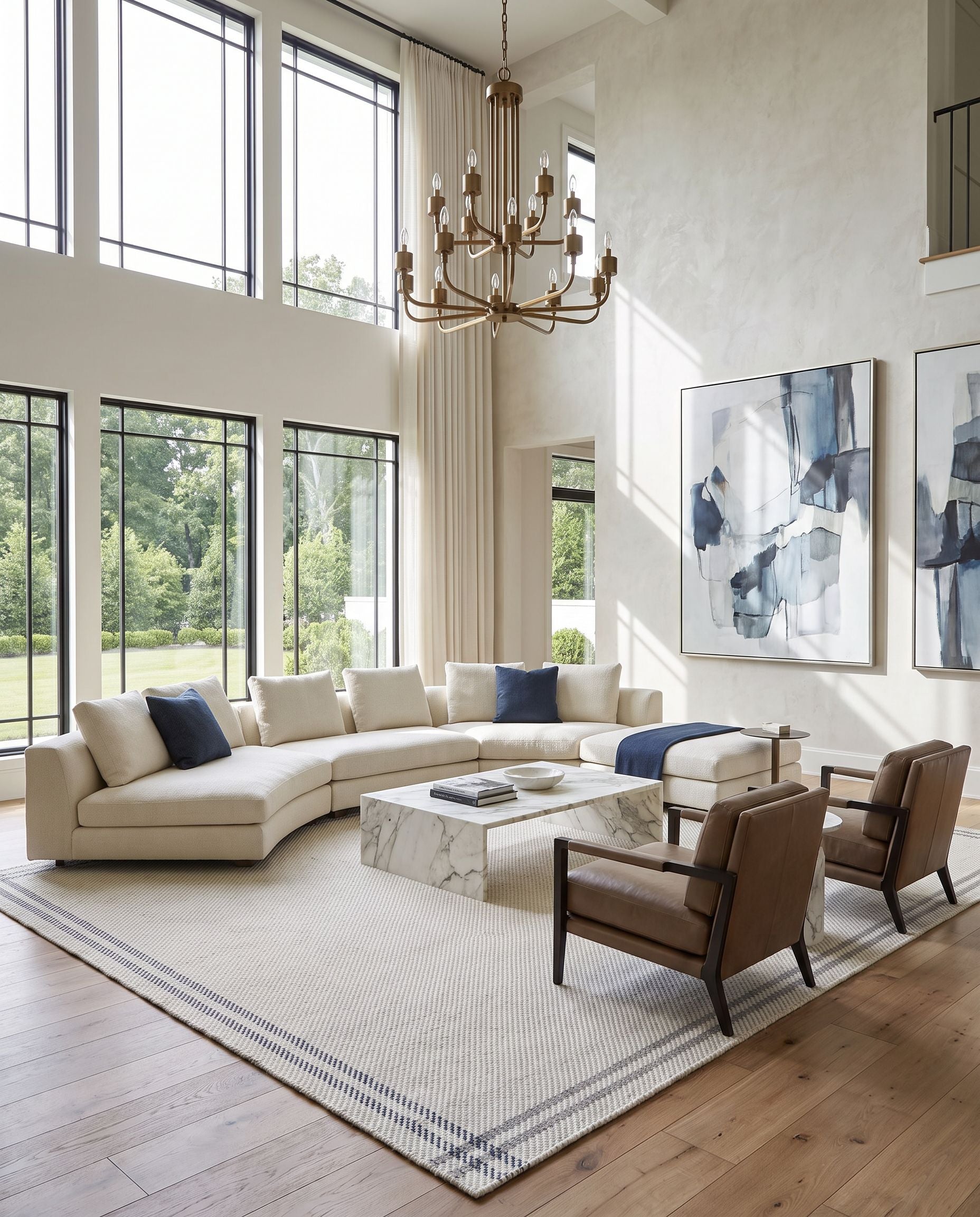 Mardin MDI-2335 Hand Woven Rug as the centerpiece of a bright luxury living room — a hand woven cottage area rug in ivory and charcoal tones