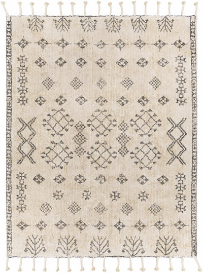 Charcoal Hand Woven 100% Cotton Global Rectangle Handmade rug, Indoor use only, has fringe, non-washable.
