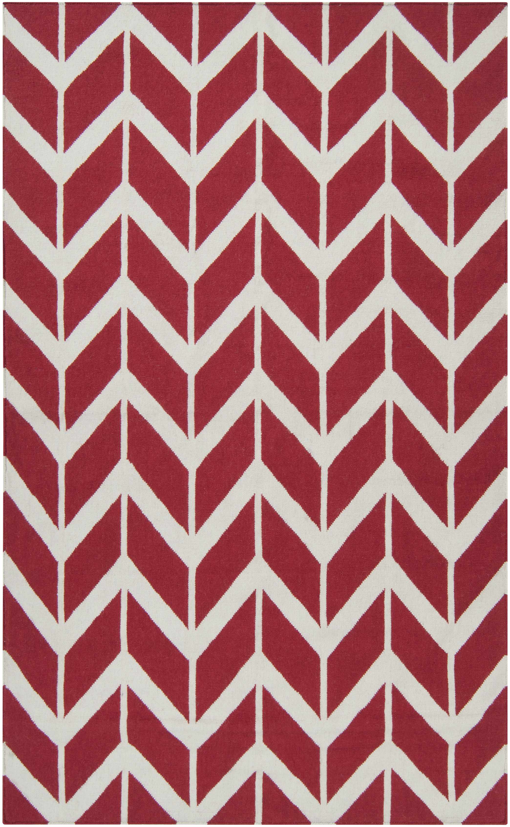 Red Hand Woven 100% Wool Modern Rectangle Handmade rug, Indoor use only, no fringe, non-washable. round also available