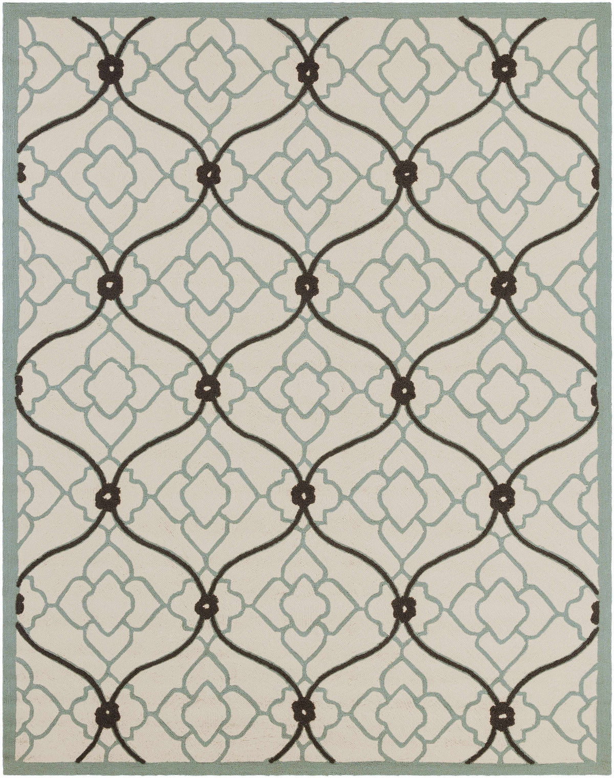 Dusty Sage Hand Hooked 100% Polypropylene Modern Rectangle Handmade rug, outdoor-safe, no fringe, non-washable. runner also available