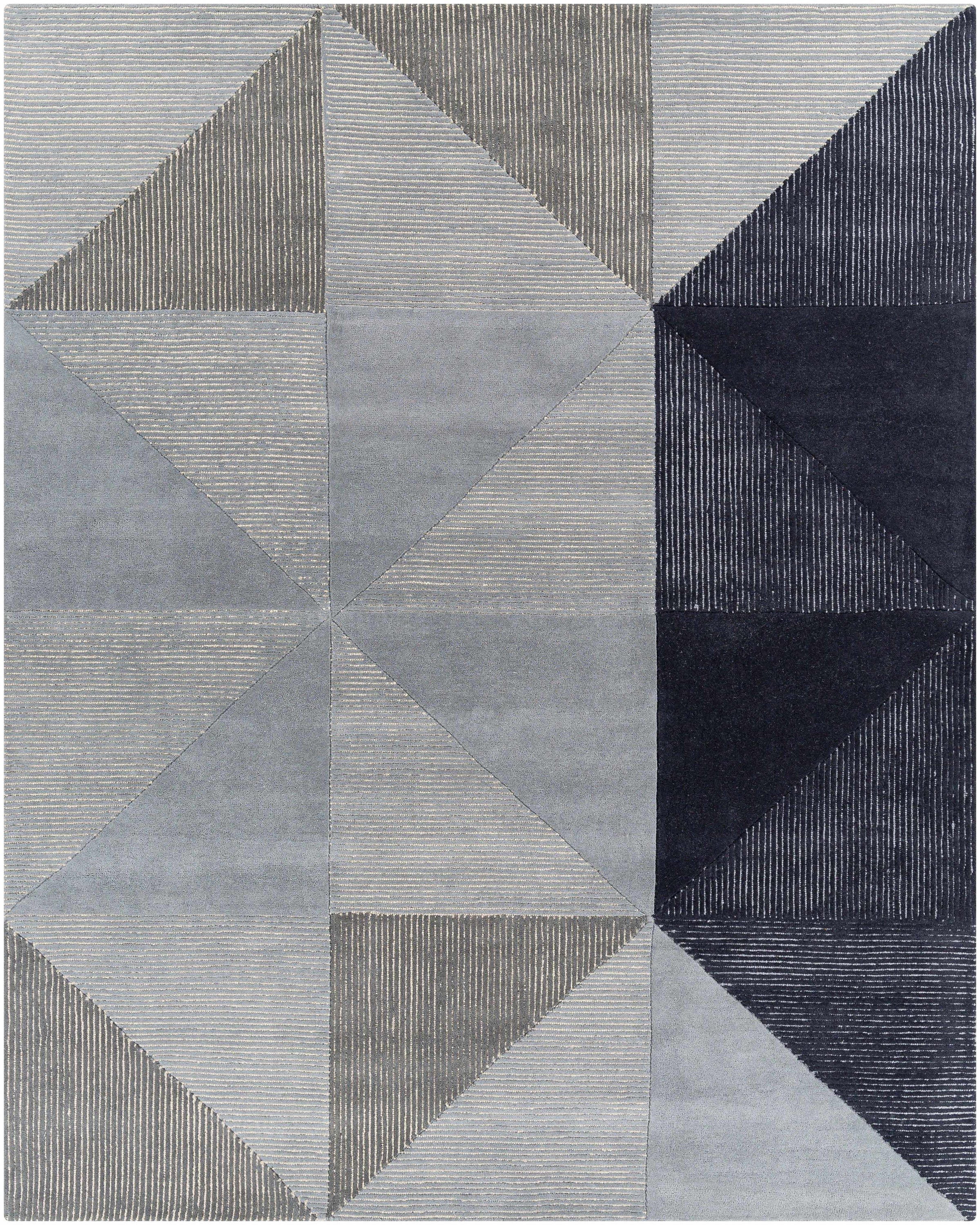 Ink Blue Hand Tufted 100% Wool Modern Rectangle Handmade rug, Indoor use only, no fringe, non-washable.