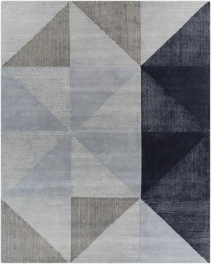 Ink Blue Hand Tufted 100% Wool Modern Rectangle Handmade rug, Indoor use only, no fringe, non-washable.