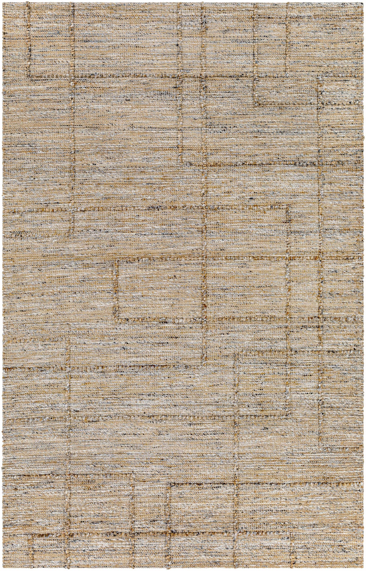 Tan Hand Woven 60% Jute, 40% Polyester Modern Rectangle Handmade rug, Indoor use only, no fringe, non-washable.