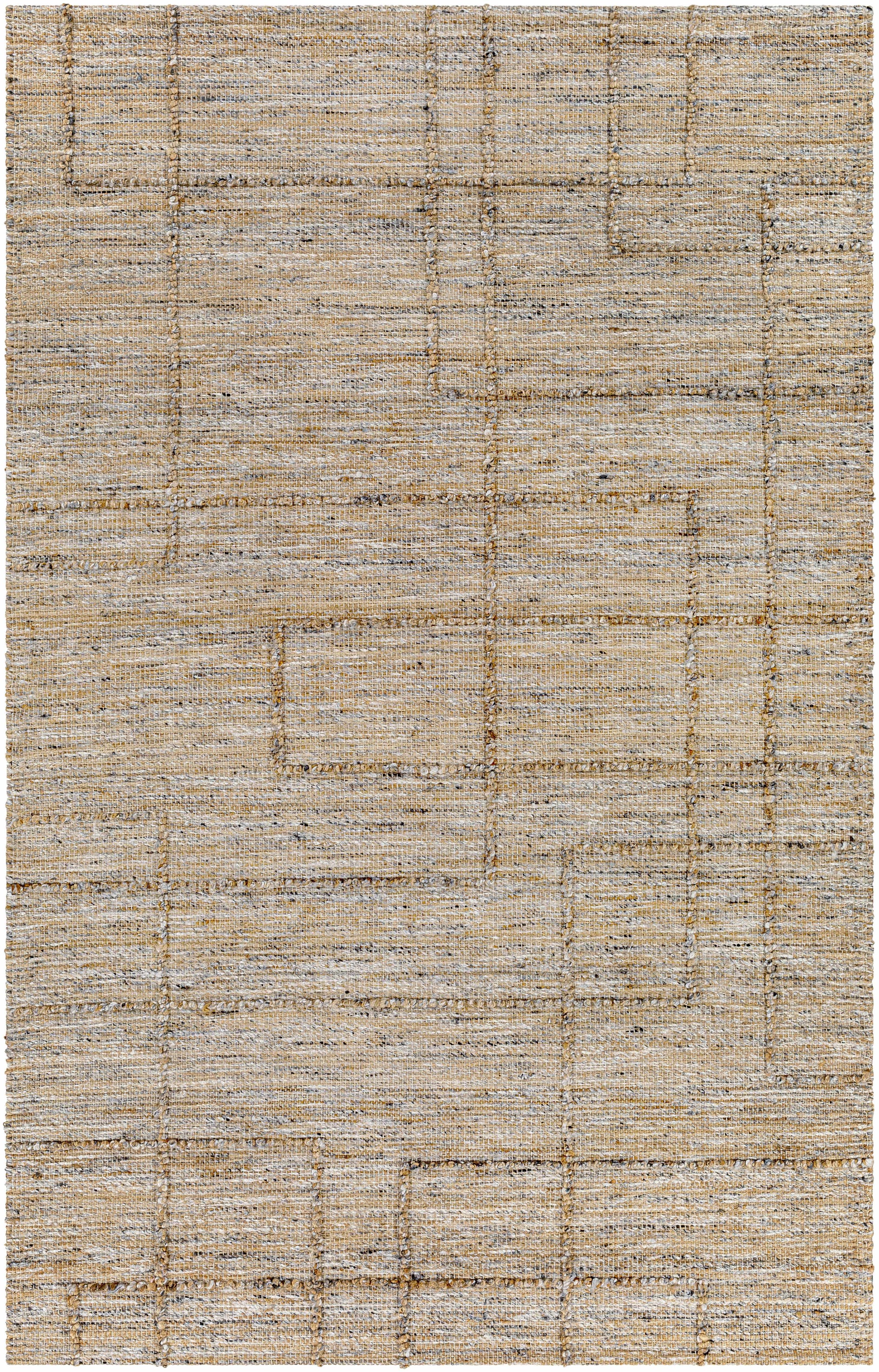 Tan Hand Woven 60% Jute, 40% Polyester Modern Rectangle Handmade rug, Indoor use only, no fringe, non-washable.