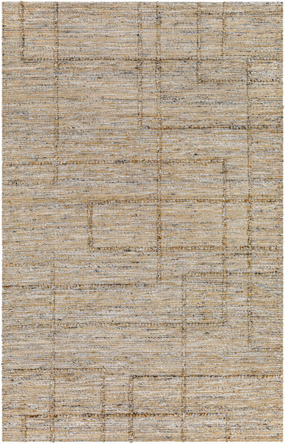 Tan Hand Woven 60% Jute, 40% Polyester Modern Rectangle Handmade rug, Indoor use only, no fringe, non-washable.
