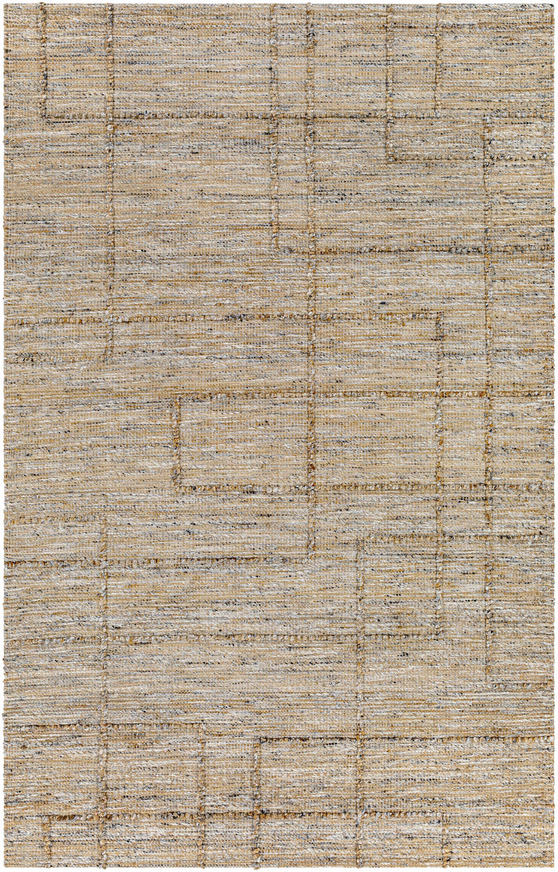 Tan Hand Woven 60% Jute, 40% Polyester Modern Rectangle Handmade rug, Indoor use only, no fringe, non-washable.