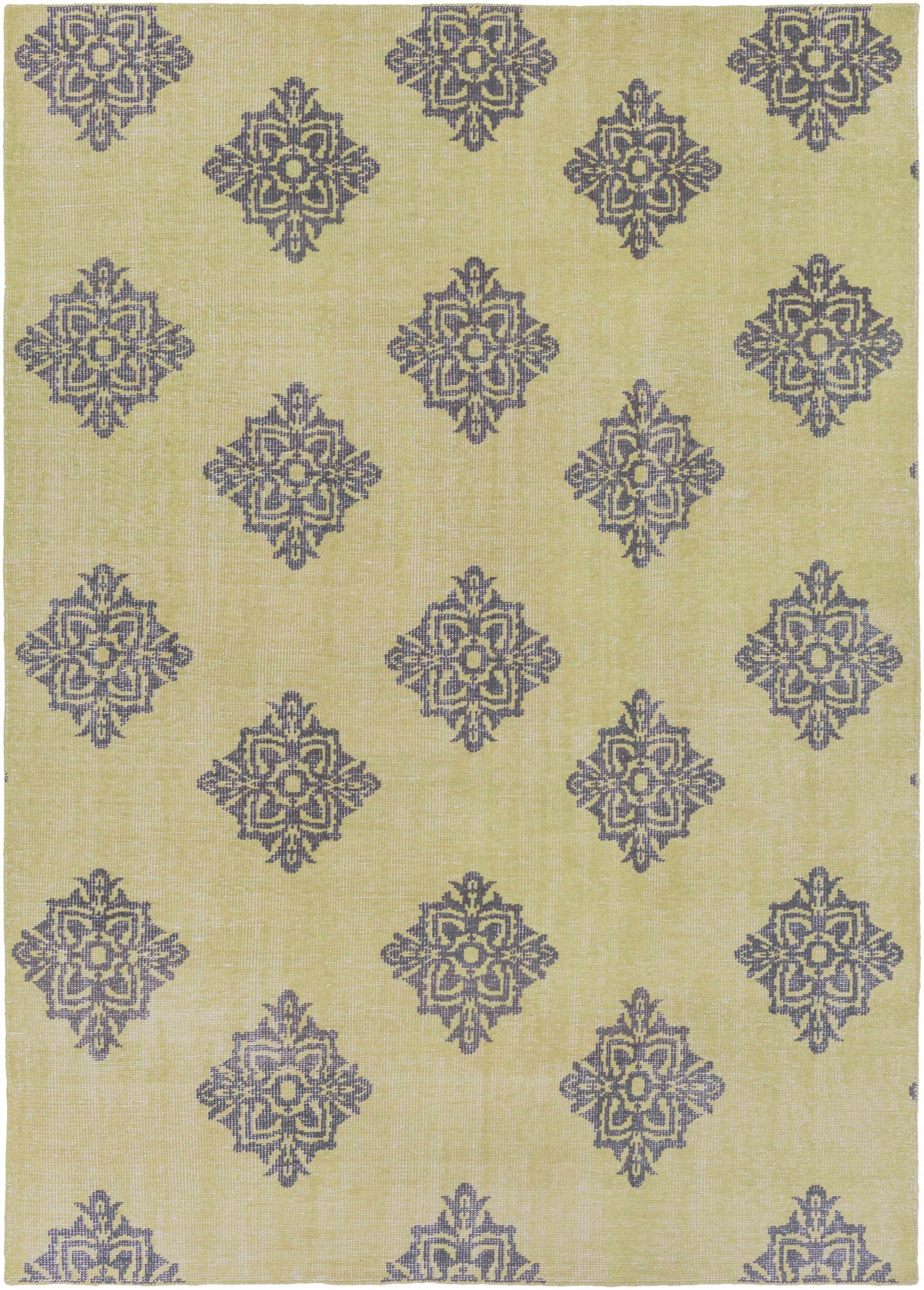 Green Hand Knotted 100% Wool Modern Rectangle Handmade rug, Indoor use only, no fringe, non-washable.