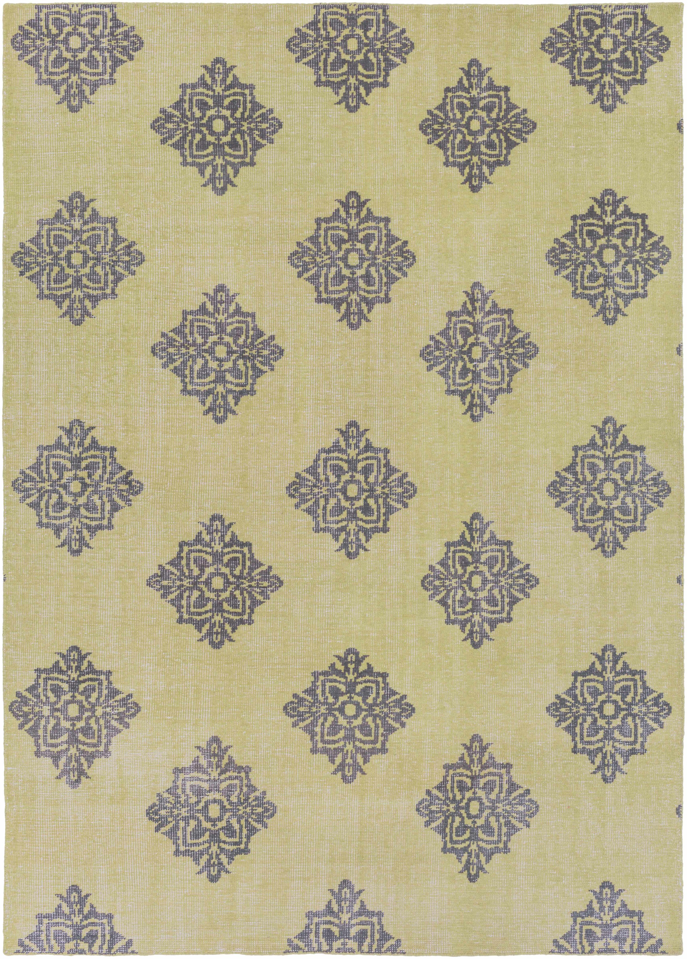 Green Hand Knotted 100% Wool Modern Rectangle Handmade rug, Indoor use only, no fringe, non-washable.