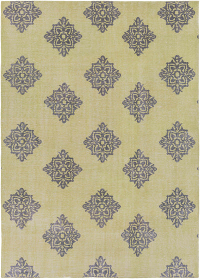 Green Hand Knotted 100% Wool Modern Rectangle Handmade rug, Indoor use only, no fringe, non-washable.