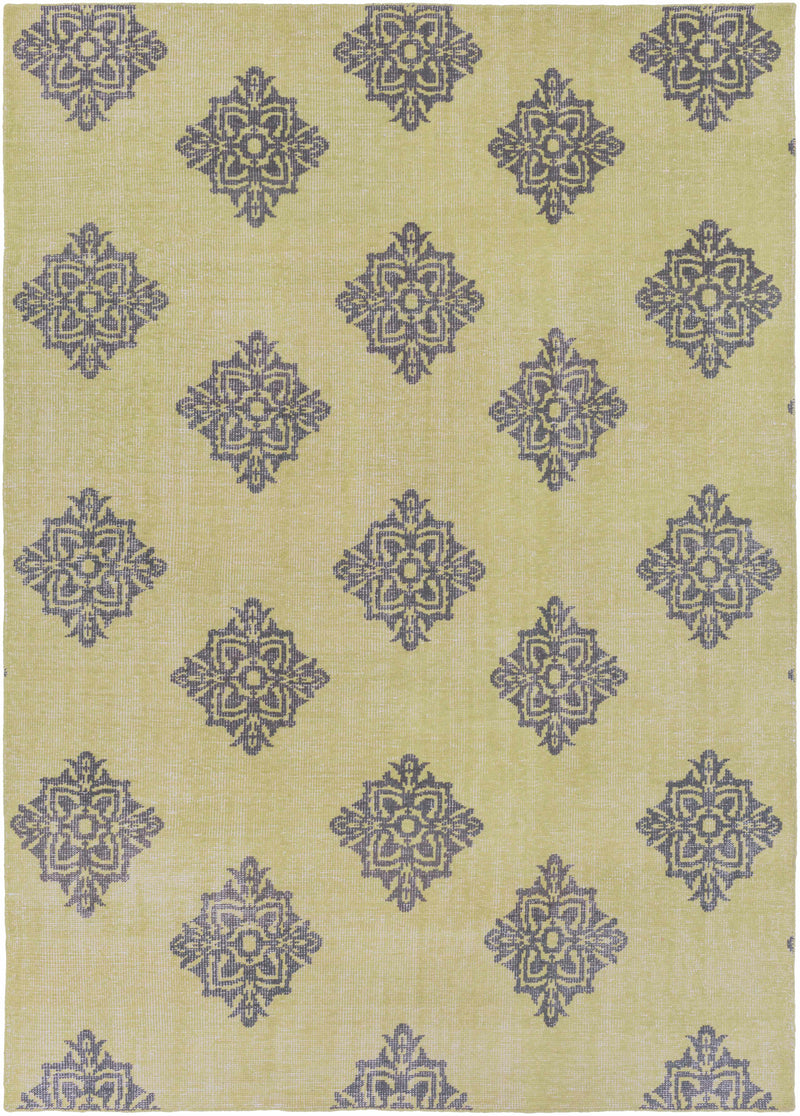 Green Hand Knotted 100% Wool Modern Rectangle Handmade rug, Indoor use only, no fringe, non-washable.
