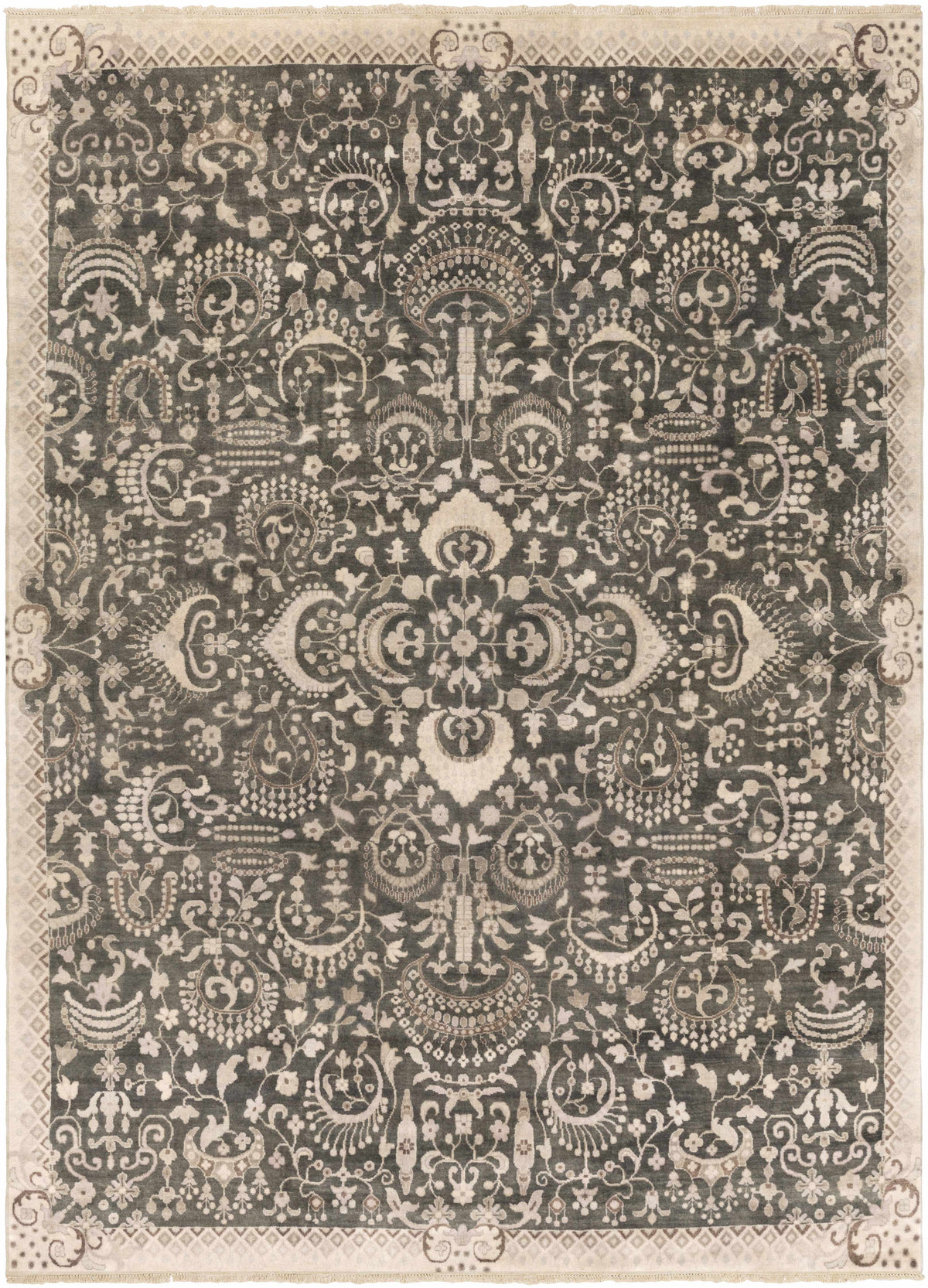 Ink Blue Hand Knotted 100% Wool Traditional Rectangle Handmade rug, Indoor use only, no fringe, non-washable.