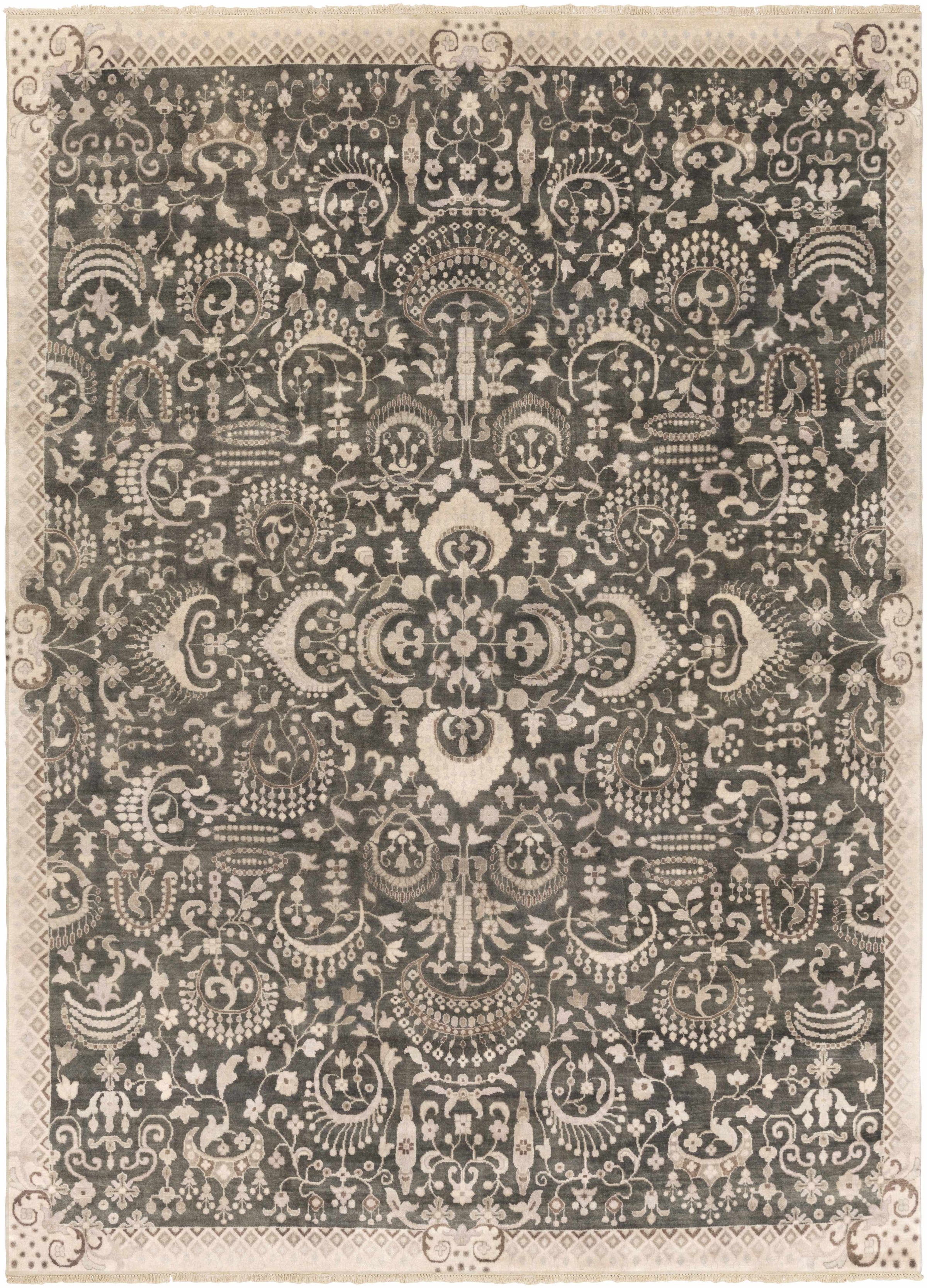 Ink Blue Hand Knotted 100% Wool Traditional Rectangle Handmade rug, Indoor use only, no fringe, non-washable.