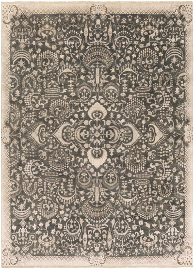 Ink Blue Hand Knotted 100% Wool Traditional Rectangle Handmade rug, Indoor use only, no fringe, non-washable.