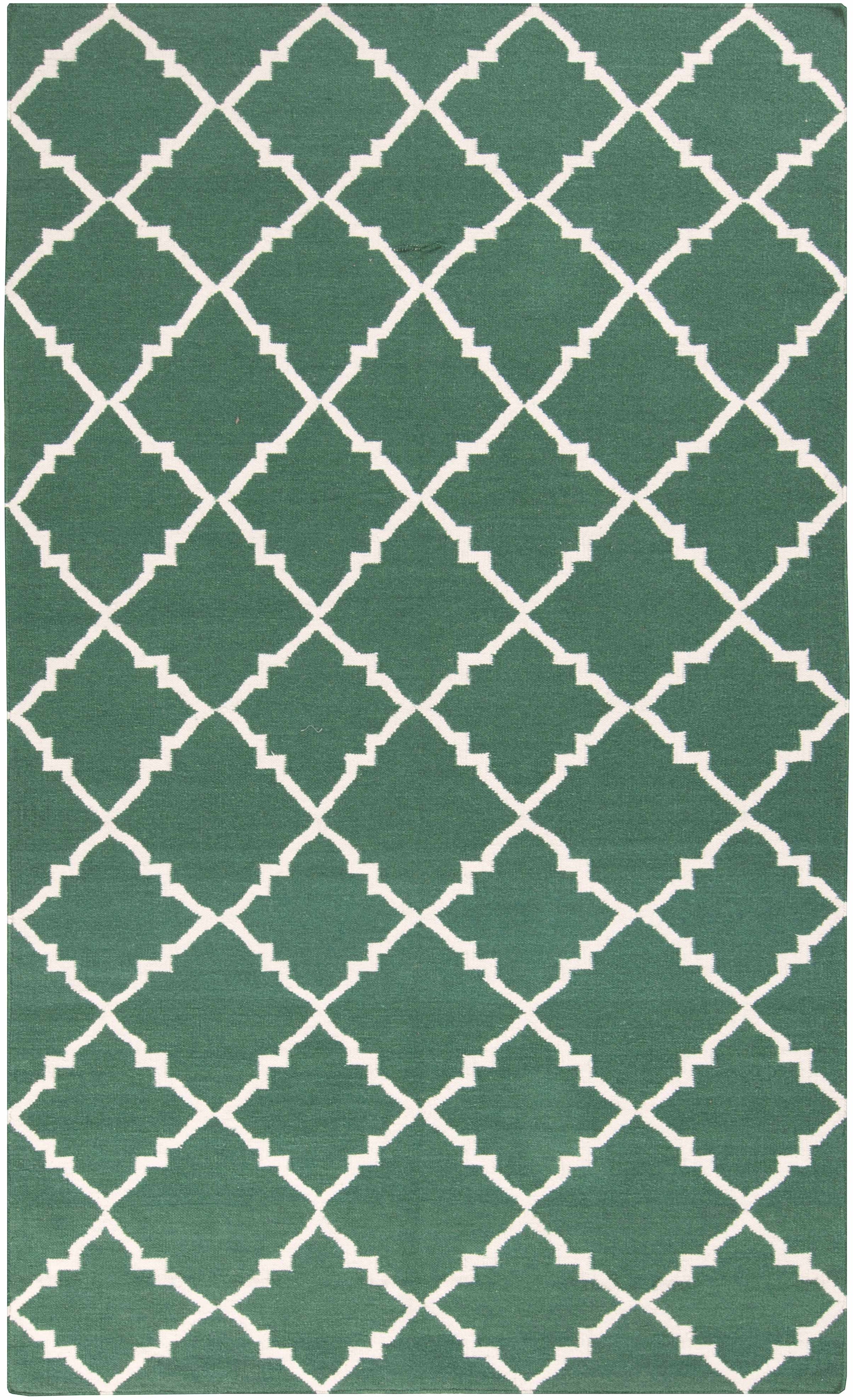 Dark Green Hand Woven 100% Wool Modern Rectangle Handmade rug, Indoor use only, no fringe, non-washable. runner also available