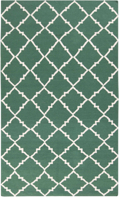 Dark Green Hand Woven 100% Wool Modern Rectangle Handmade rug, Indoor use only, no fringe, non-washable. runner also available