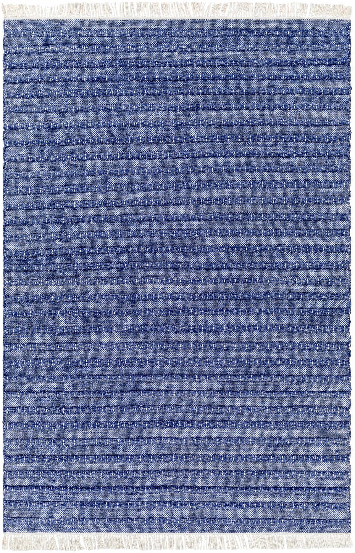 Dark Blue Hand Woven 100% Recycled PET Yarn Modern Rectangle Handmade rug, Indoor use only, has fringe, non-washable. runner also available