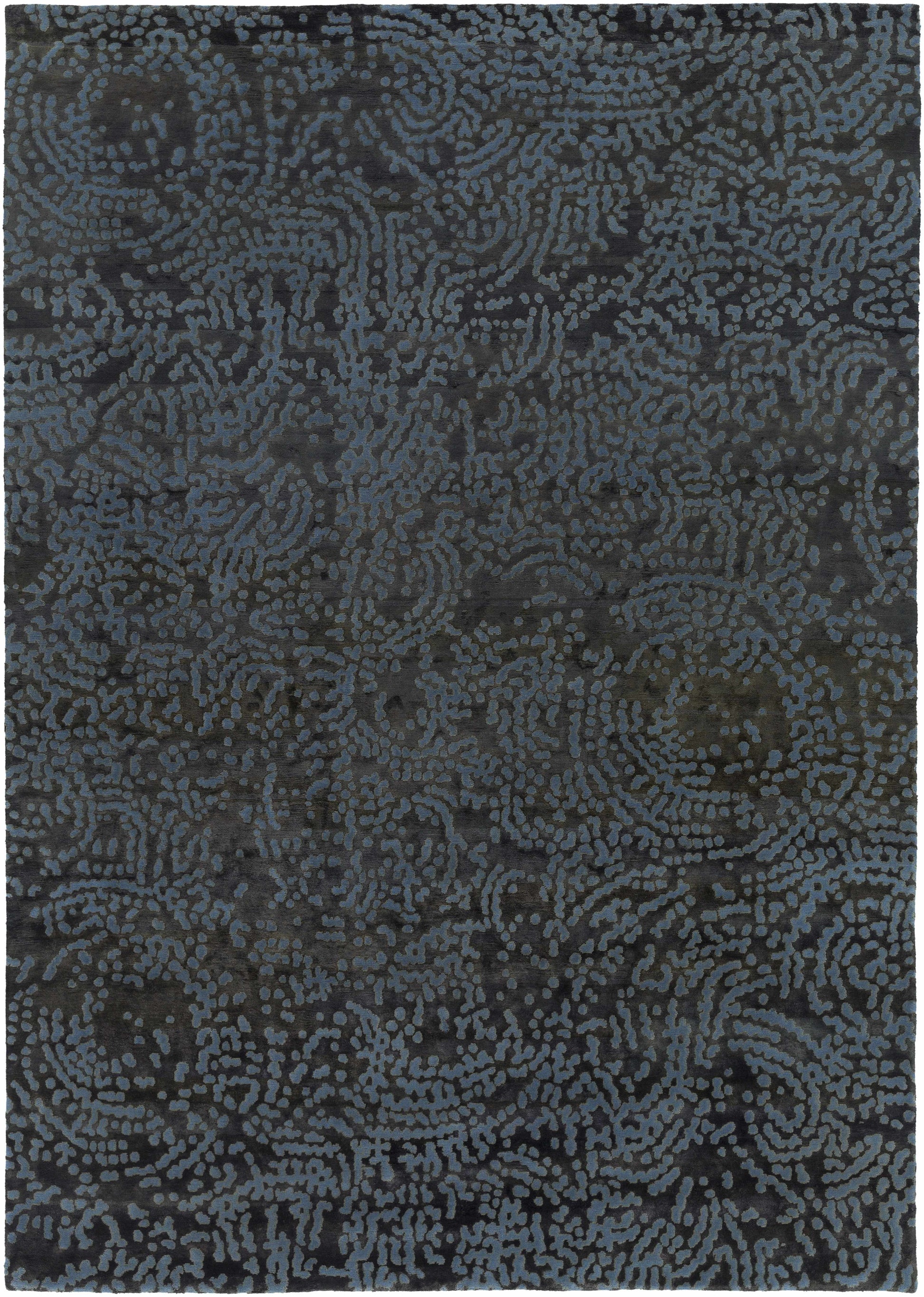 Black Hand Knotted 70% NZ Wool, 30% Viscose Modern Rectangle Handmade rug, Indoor use only, no fringe, non-washable. runner also available