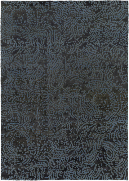 Black Hand Knotted 70% NZ Wool, 30% Viscose Modern Rectangle Handmade rug, Indoor use only, no fringe, non-washable. runner also available