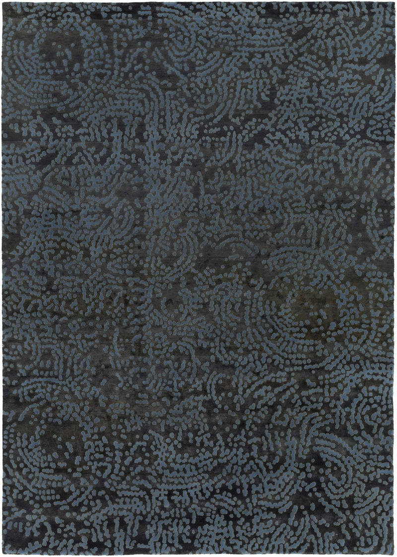 Black Hand Knotted 70% NZ Wool, 30% Viscose Modern Rectangle Handmade rug, Indoor use only, no fringe, non-washable. runner also available