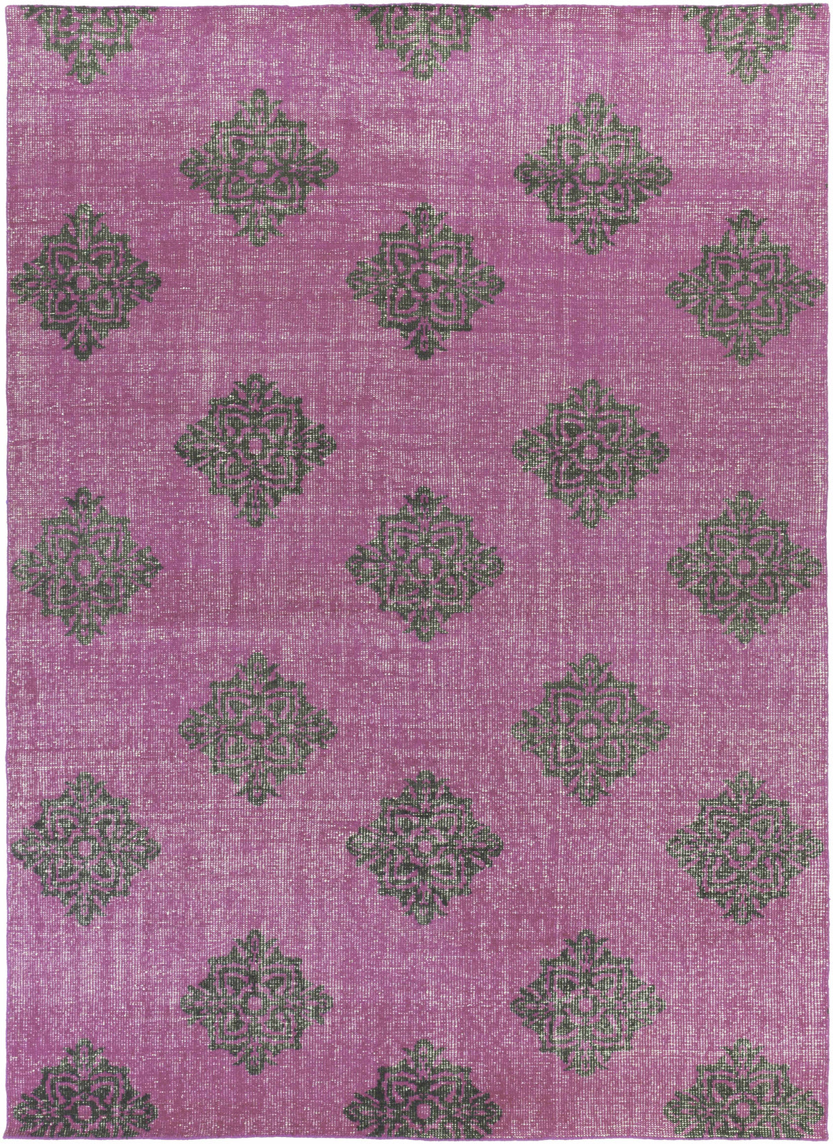 Fuchsia Hand Knotted 100% Wool Modern Rectangle Handmade rug, Indoor use only, no fringe, non-washable.