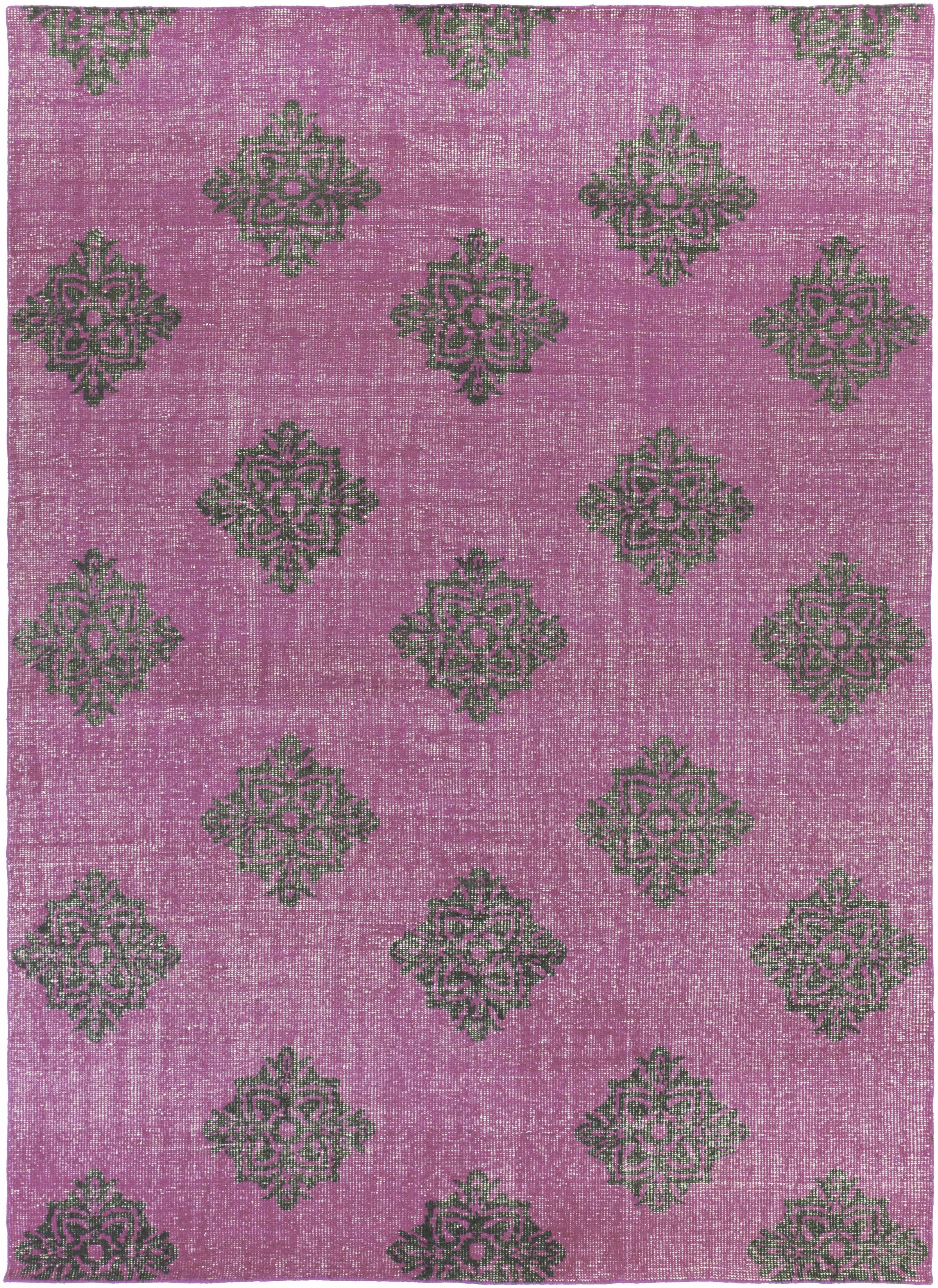 Fuchsia Hand Knotted 100% Wool Modern Rectangle Handmade rug, Indoor use only, no fringe, non-washable.