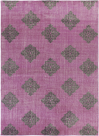 Fuchsia Hand Knotted 100% Wool Modern Rectangle Handmade rug, Indoor use only, no fringe, non-washable.