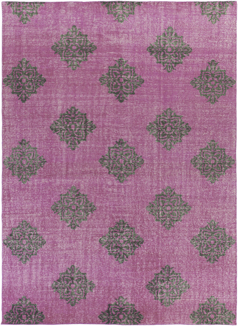 Fuchsia Hand Knotted 100% Wool Modern Rectangle Handmade rug, Indoor use only, no fringe, non-washable.