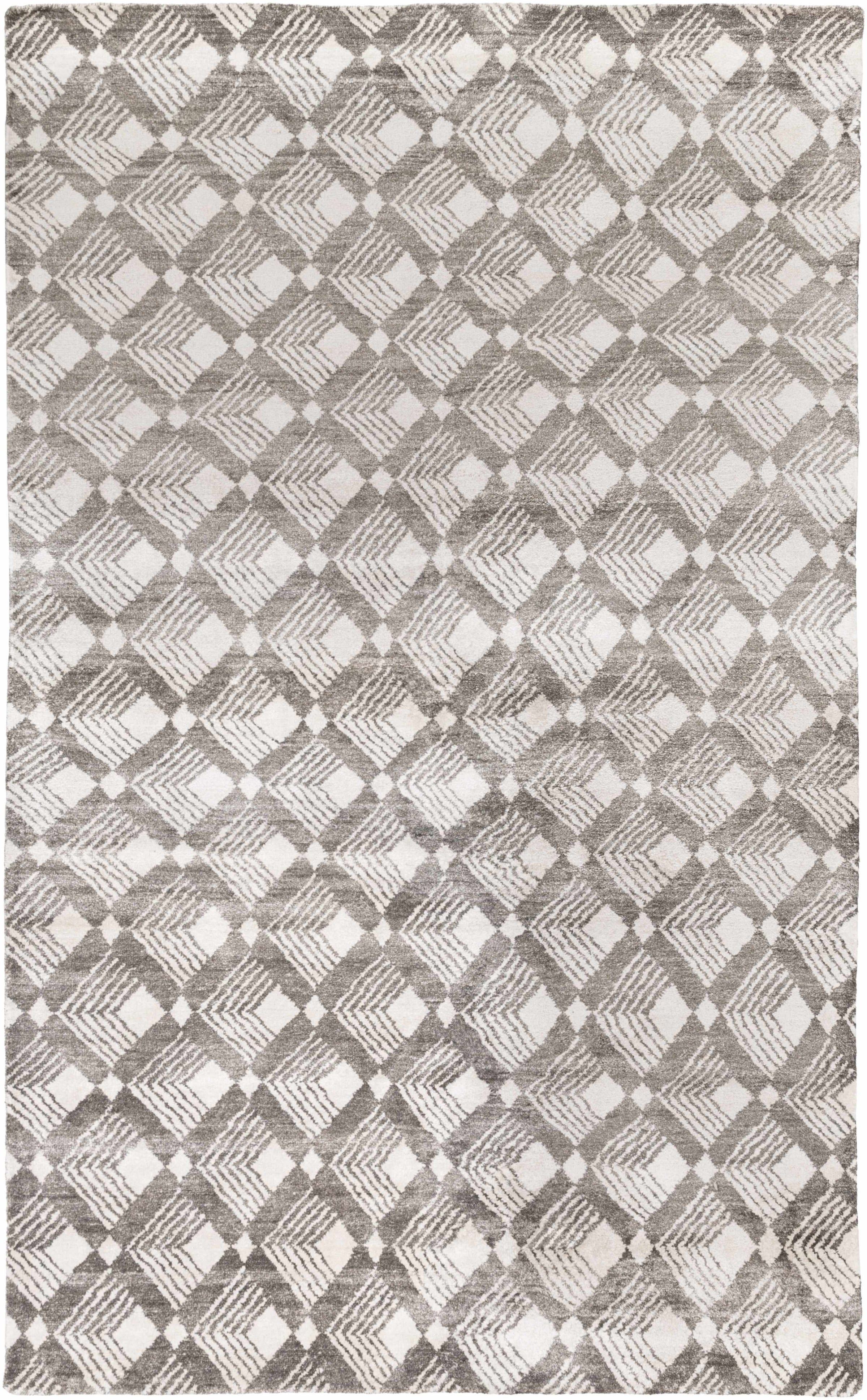 Charcoal Hand Knotted 100% Viscose Modern Rectangle Handmade rug, Indoor use only, no fringe, non-washable.