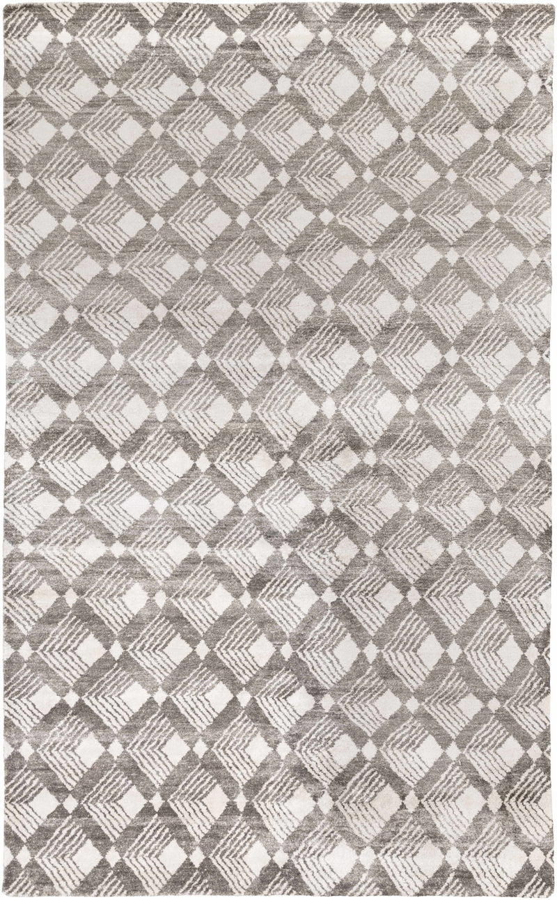Charcoal Hand Knotted 100% Viscose Modern Rectangle Handmade rug, Indoor use only, no fringe, non-washable.