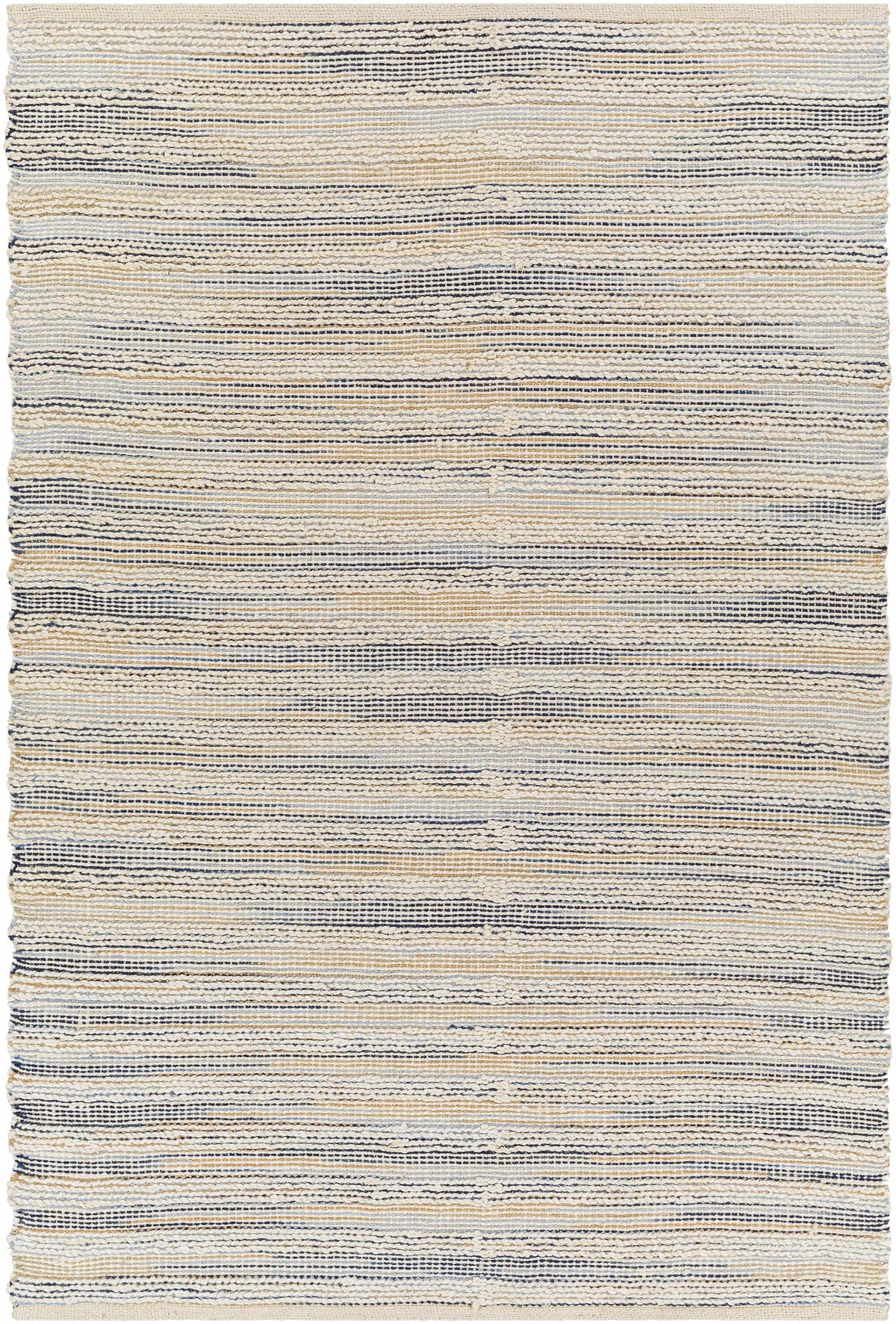 Blue Hand Woven 70% Jute, 30% Cotton Cottage Rectangle Handmade rug, Indoor use only, no fringe, non-washable.