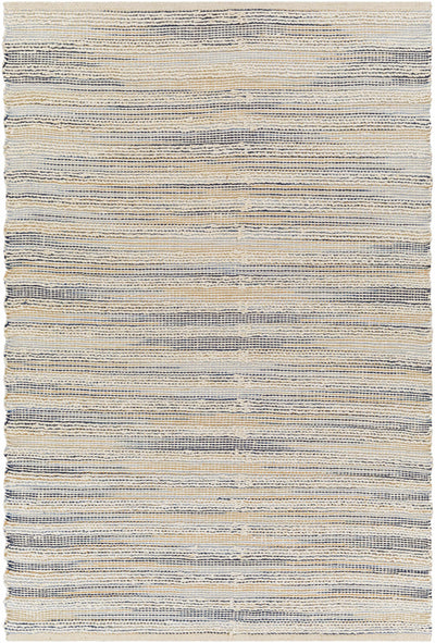 Blue Hand Woven 70% Jute, 30% Cotton Cottage Rectangle Handmade rug, Indoor use only, no fringe, non-washable.