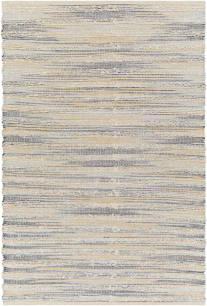 Blue Hand Woven 70% Jute, 30% Cotton Cottage Rectangle Handmade rug, Indoor use only, no fringe, non-washable.