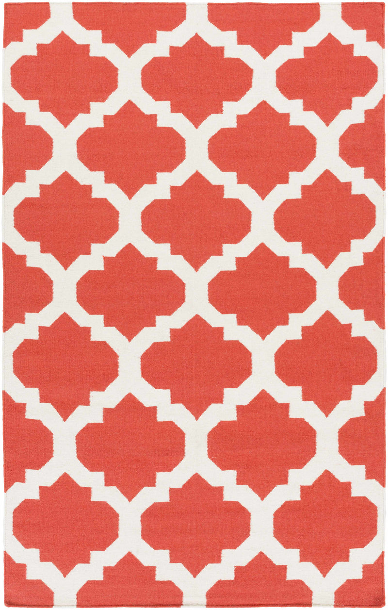 Pink Hand Woven 100% Wool Modern Rectangle Handmade rug, Indoor use only, no fringe, non-washable.