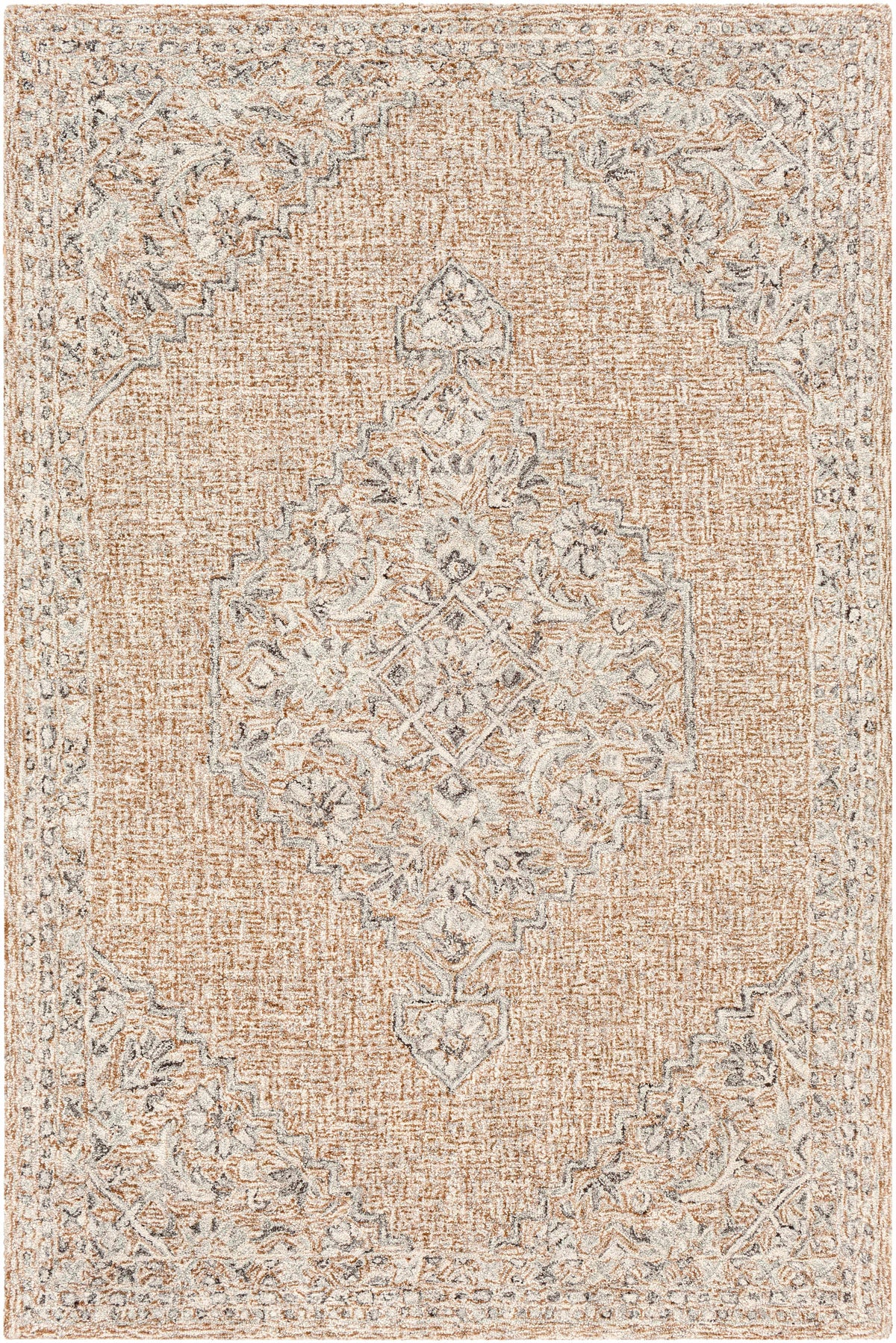Camel Hand Tufted 60% Viscose, 40% Wool Traditional Rectangle Handmade rug, Indoor use only, no fringe, non-washable.