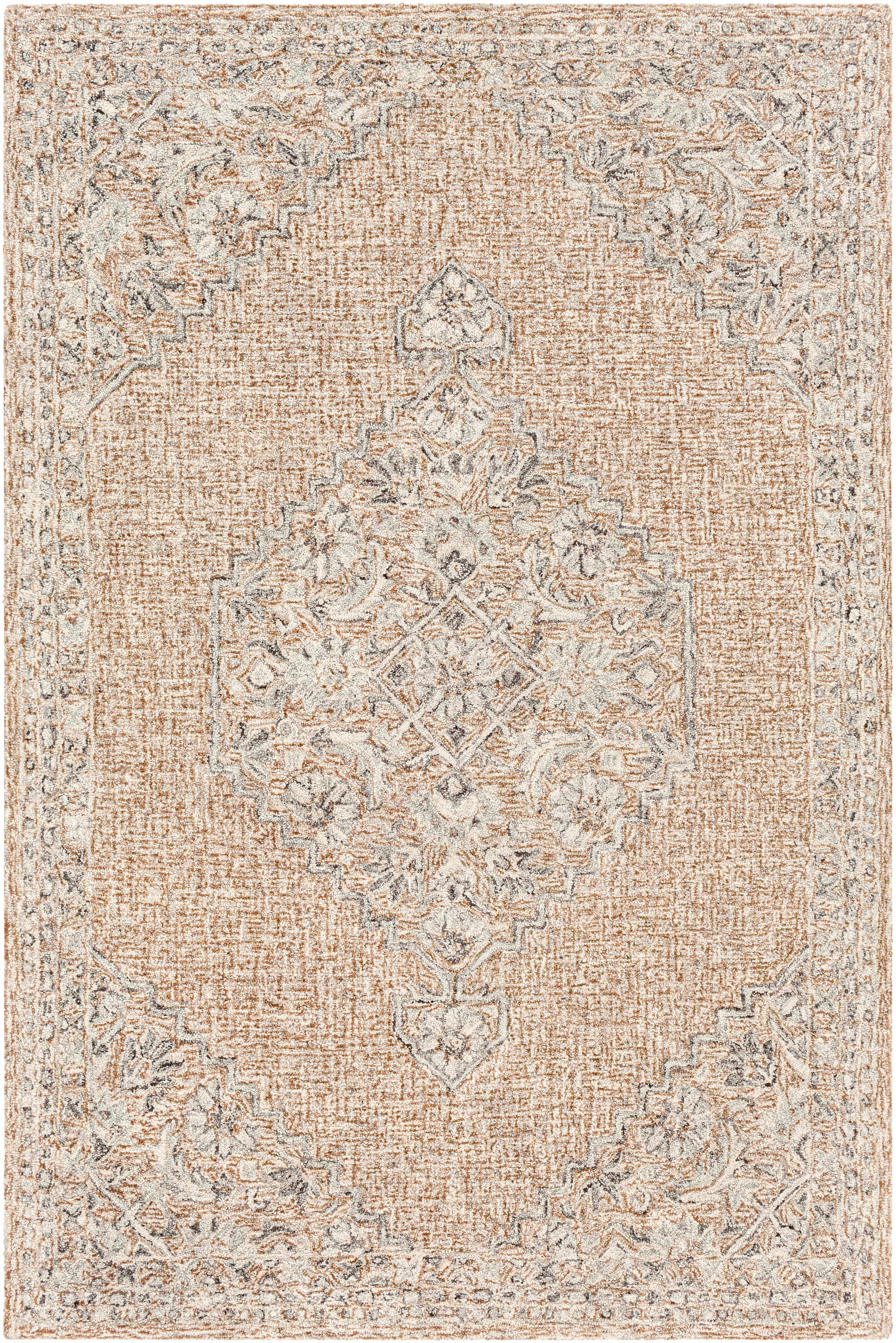 Camel Hand Tufted 60% Viscose, 40% Wool Traditional Rectangle Handmade rug, Indoor use only, no fringe, non-washable.