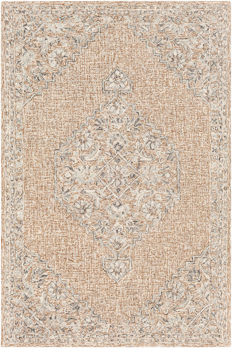Camel Hand Tufted 60% Viscose, 40% Wool Traditional Rectangle Handmade rug, Indoor use only, no fringe, non-washable.