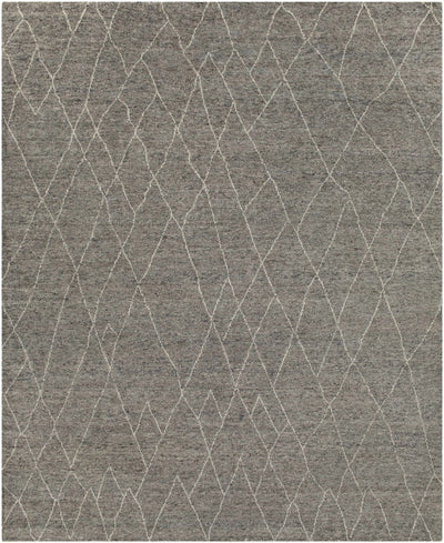 Charcoal Hand Knotted 100% Wool Global Rectangle Handmade rug, Indoor use only, no fringe, non-washable. runner also available