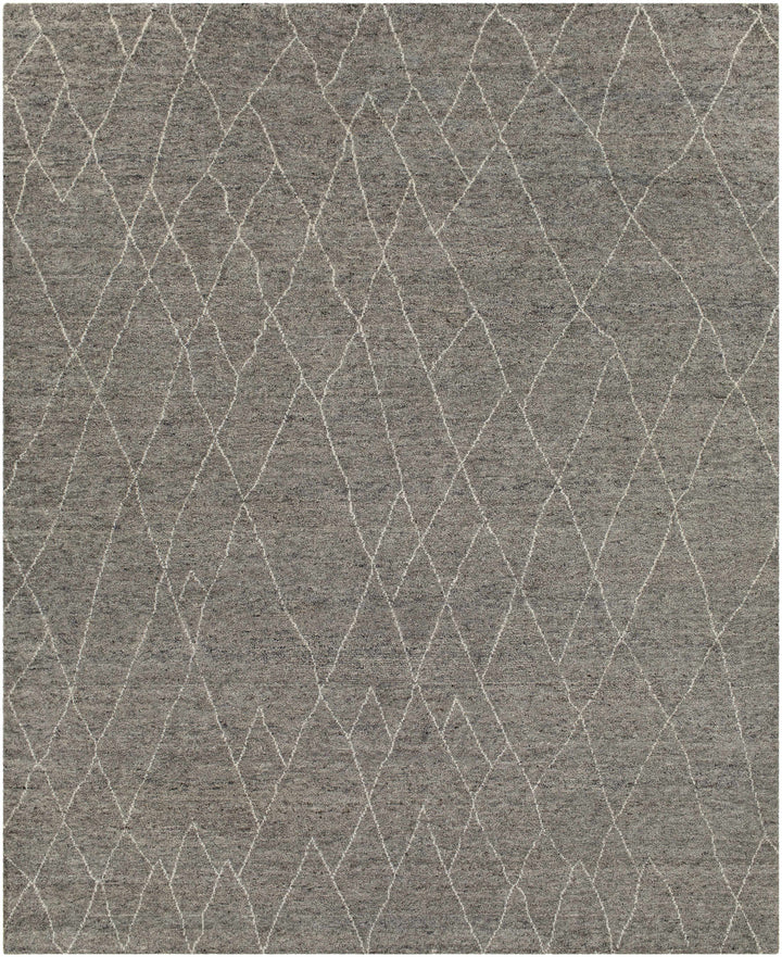 Charcoal Hand Knotted 100% Wool Global Rectangle Handmade rug, Indoor use only, no fringe, non-washable. runner also available