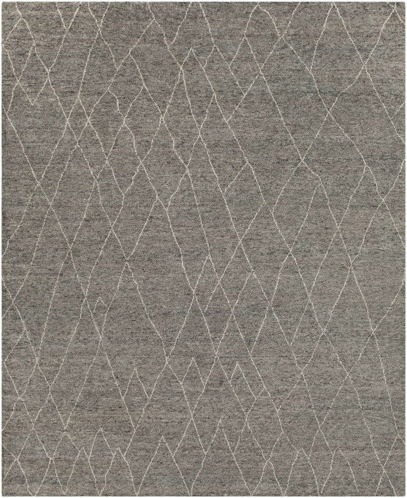Charcoal Hand Knotted 100% Wool Global Rectangle Handmade rug, Indoor use only, no fringe, non-washable. runner also available
