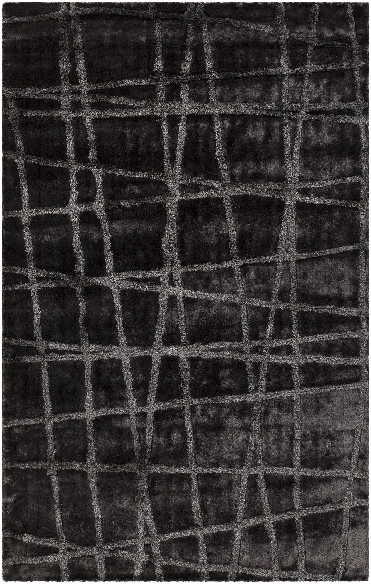 Black Hand Woven 100% Polyester Modern Rectangle Handmade rug, Indoor use only, no fringe, non-washable. runner also available