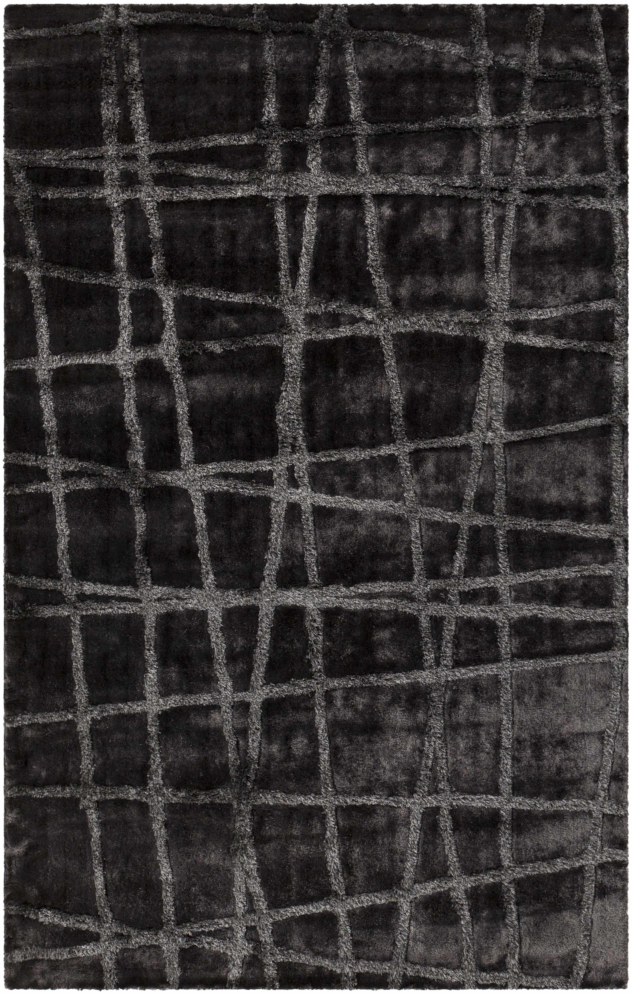 Black Hand Woven 100% Polyester Modern Rectangle Handmade rug, Indoor use only, no fringe, non-washable. runner also available