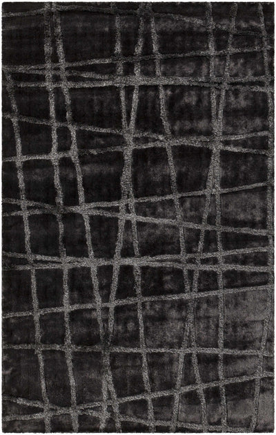 Black Hand Woven 100% Polyester Modern Rectangle Handmade rug, Indoor use only, no fringe, non-washable. runner also available